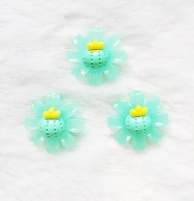 China Flatback 19mm watermelon green flower beads acrylic glue on garment and transparent flatback rhinestone glue on hairpin as decoration for sale