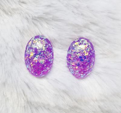 China 13x18mm Oval Purple Resin Stone Glue On Garment And Clear Bottom Glue On Upper Of Shoes As Decoration for sale