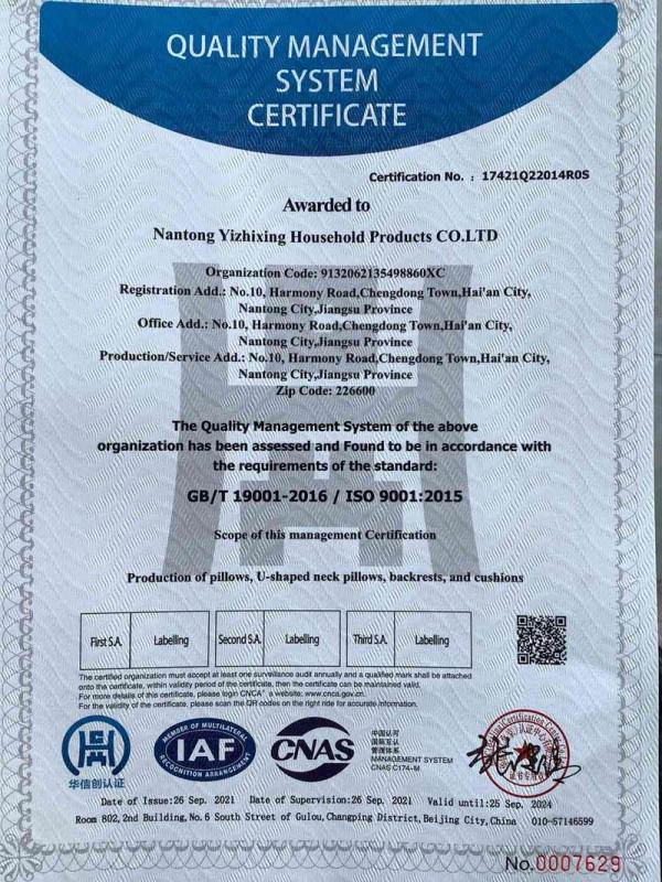 ISO9001 - Nantong Yizhixing Household Products Co., Ltd.