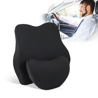 China Anti-Static Soft Breathable Black Color Neck Support Pillow With Back Support Pillow Memory Foam Lumbar Cushion For Car for sale