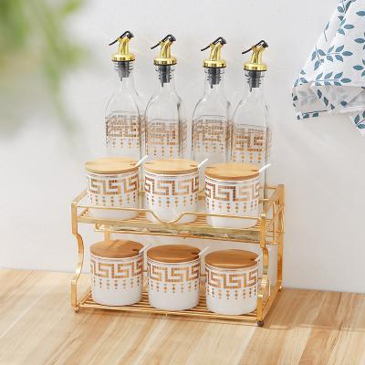 China Gorgeous Modern Luxury Freshness Preservation Plant Outlet Home Storage Jar Kitchen Supplies Joint Ceramic Pot Set Rack for sale