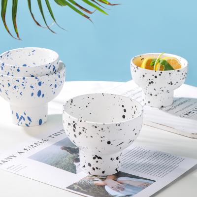 China Factory direct ceramic splash ink yogurt salad dessert ice cream bowl viable creative small ice cream bowl for sale