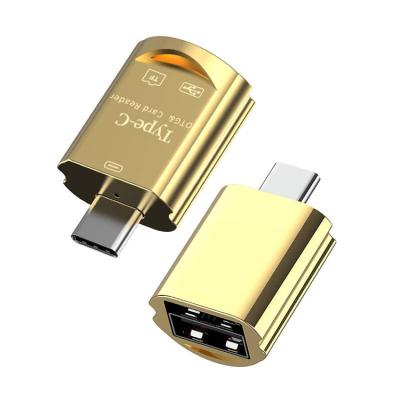 China Mobile Phone Custom LOGO 2 in 1 OTG Card Reader Type C TF Card Reader With USB C to USB 3.0 Adapter for Macbook Huawei Xiaomi for sale