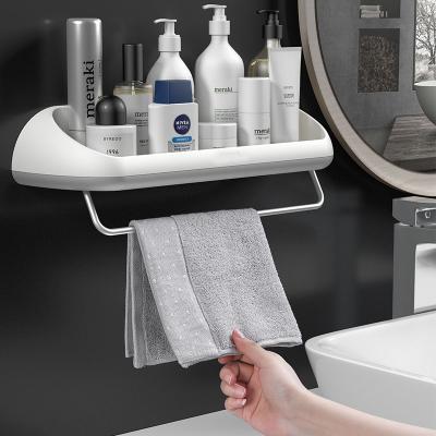 China Wall Mounted Type Wall Mounted Plastic Bathroom Shelf Bathroom Shelf Toilet Basin Towel Storage Rack Punch Free for sale