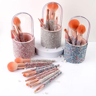 China Spot Sweep 2021 New Product Beauty Makeup Brush Set 8 PCS Beauty Pink Diamond Powder Eyeshadow Brush Wholesale And High Grade OEM for sale