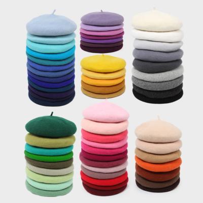 China Simple Fashion Winter Hat Wool Heat French Painter Knitted Fashion Beret Hat Women for sale