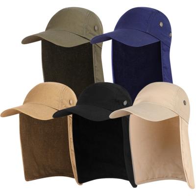 China 2020 Summer Hot Sale Cotton UV Protection Baseball Cap Fishing Wide Brim Bucket Hat With Fins for sale