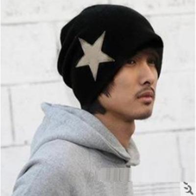 China Winter COMMON Teenagers Star Big Beanie Hat Logo Knitted Fashion Custom Street Boy Man Skateboard for sale