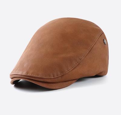 China Retro Old Men's Winter Hat Men's PU Leather Newsboy Hat Spring Fashion Leisure Beret Hat for sale