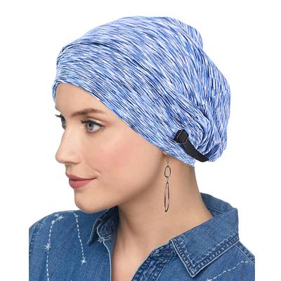 China Hair Cover Hood Sleep Cap Adjustable Satin Striped Beanie For Night Sleeping Slouchy for sale