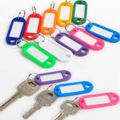 China Clear Plastic PVC Key Chain Mix Color Square Plastic Key Tag ID Tag Name Tags With Split Ring Key Chains For Baggage Key Chains for sale