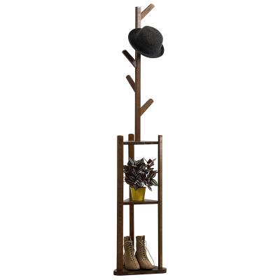 China Bedroom Convertible Creative Bamboo Original Living Room Wooden Coat Rack With Flower Display Stand Shoe Rack In Stock for sale