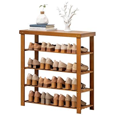 China Natural Durable Bamboo 3-Tier Boots Shelf Shoe Shelf Storage Convertible Home Organization Bamboo Rack for sale