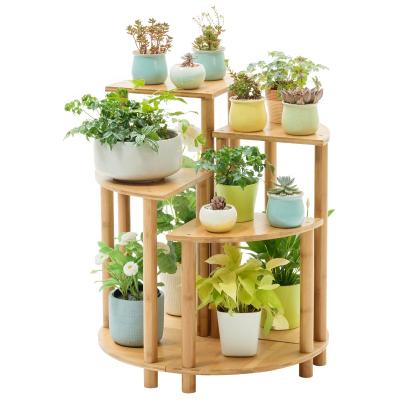 China Mid Century Modern Outdoor Adjustable Garden And Plant Natural Bamboo Stand For Flower Pot for sale