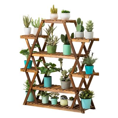 China Modern Plant Rack Multi Flower Rack Wood Shelves Indoor Outdoor Balcony Garden Multifunctional Display Stand Yard Storage Rack for sale