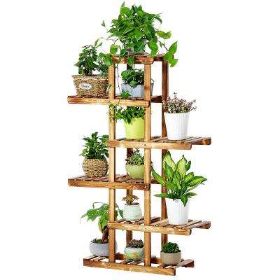 China Plant Modern Bamboo Succulent Holder Organizer Wooden Flower Rack Garden Desktop Display Stands for sale