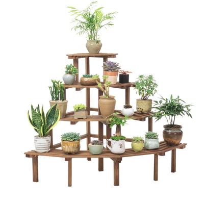 China Garden Modern Bamboo Indoor Outdoor Display Simple Detachable Waterproof Flower Pot Wooden Stand Decoration for sale