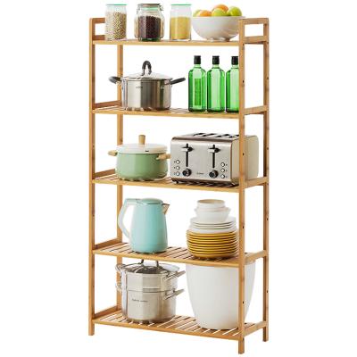 China Bestselling Adjustable Shelf Multi-Layer Bamboo Bamboo Furniture Kitchen Living Room Bedroom Living Room Frame Simple Modern Style for sale