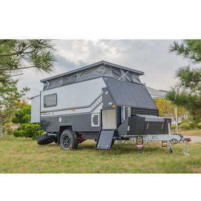 China RVHOMELAND Raised Super Large Storage Travel Trailer Camper Caravan for sale