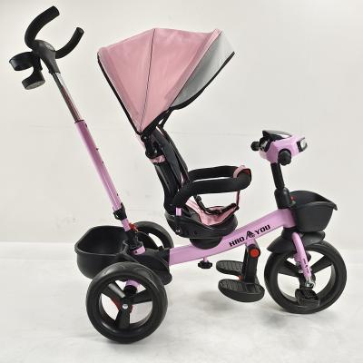 China 2021 eco-friendly materials new style 4 in 1 wholesale price baby tricycle stroller bike with canopy for 1 years old baby for sale