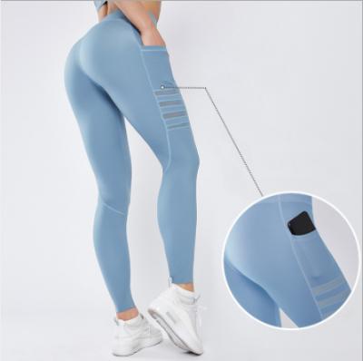 China Mesh Splice Fitness Pants Hip Waist Yoga Pants Breathable Sports High Running Gaiters for sale