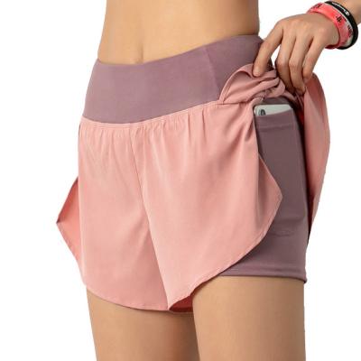 China QUICK DRY Women Shorts With Inner Pocket Summer Joggers Abbreviations Mid Waist Gym Running Fitness Sports Shorts for sale