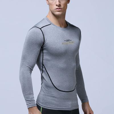 China Anti-wrinkle Men's Gym Clothes Compression T-shirt Men's Long Sleeve Fitness Shirts Casual Printing Pattern for sale