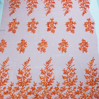 China Sustainable Wholesale of Sequin Lace Fabric and Sequin Nigeria Pure White Textile Printing Fabric for sale