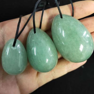 China Wholesale Natural China 2022 Gemstone Yoni Egg Drilled For Kegel Exercise Crystal Yoni Egg Set Green Aventurine for sale