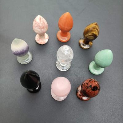 China Europe 2022 Crystal Rose Quartz Massage Wand Natural Gemstone Wholesale Crystal Plug Healing Crystal Dildos 6.5-8.5cm for sale