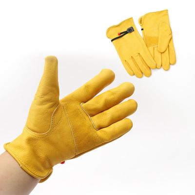 China Fire Proof Picnic Outdoor Heat Resistant Deerskin Leather Gloves Grill Fireplace Safety Working Gloves for sale