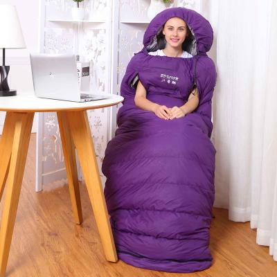 China Mom's Whiesale Adult Disjoint Arm Duck Down Sleeping Bag Winter Thickening Warm Comforter For Camping Bedroom for sale