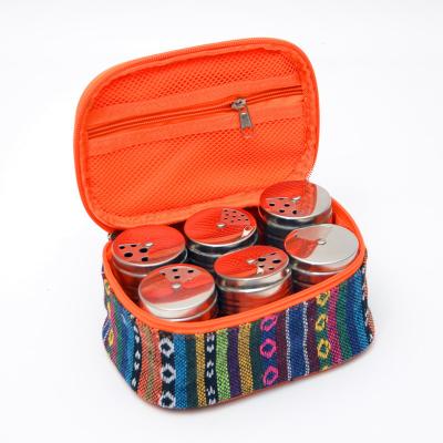 China PORTALE Outdoor BBQ Portable Portable Seasoning Jar Steel Bottle Seasoning Seasoning Box with Storage Bag for sale