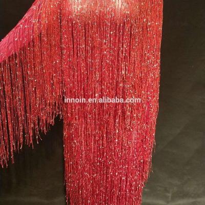 China Sexy Dresses Women Long Net Yarn Skirt Full Of Sparkle Tassel Nightclub Party Stage Wear Bling Costumes for sale