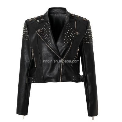 China 2021 New Custom Made Ladies Street Leather Jacket Hip Hop Bike Viable Punk Jacket For Women for sale