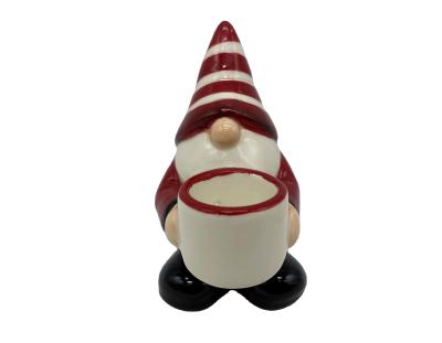 China Europe Christmas Festival Best Seller Santa Decorative Ceramic Ornament With Candle Holder for sale