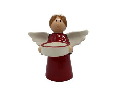 China Best Selling Angels Ceramic Figures Christmas Ornaments Europe Ceramic Christmas Angel With Candle Holder Merry Christmas Xmas for sale