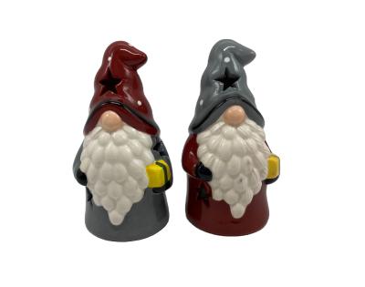 China Europe Hot Selling Christmas Decoration Christmas Festival Decorative Ceramic Ornament Santa Figure With Led Light for sale