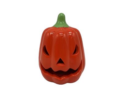 China Europe Hot Sale Ceramic Holiday Ornaments Seasonal Halloween Pumpkin With Led Light For Halloween Ornaments Ceramic Decor for sale