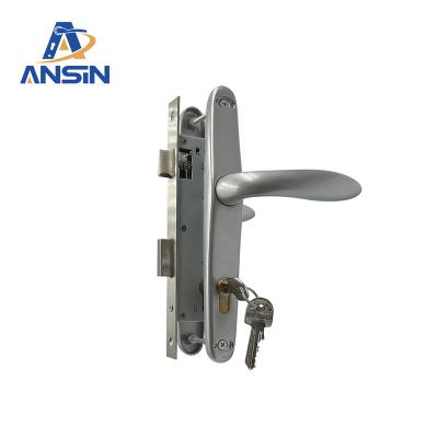 China Modern Door Handles With Lock Sliding Glass Black White OEM Customized Window Weather Exterior Color Powder Material Zinc Silver 35*85 for sale