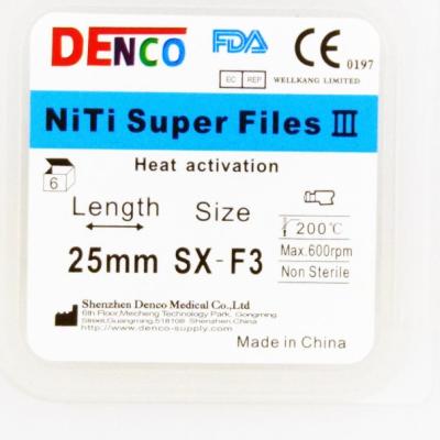 China Denco Nickel Fabrication Titanium Super Rotary File III Folder Dental Instruments NITI DENCO Files For Blue Heat Activation for sale