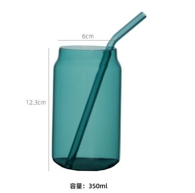 China Wholesale Modern In The Running Cup Drinking Glass Water Juice Beer Cola Cups Colored Glass Box With Straw for sale