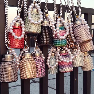 China Luxury rhinestone r full vacuum flasks colorful bling bling portable water mug newest styles wholesale PORTABLE diamond thermos bottle for sale