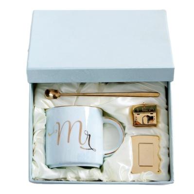 China Fashionable Bridesmaid Anniversary Mug Marble Coffee Mug Wedding Couples Luxury Gift Box Set For Women for sale