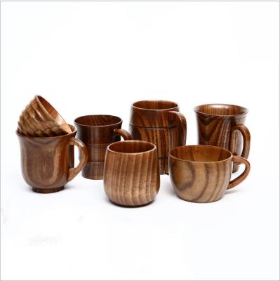 China Sustainable Jujube Wood Wooden Coffee Mugs Various Milk Mugs Tea Cup Beer Sake Wooden Mug for sale