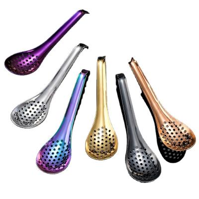 China Japanese Style Coffee Cup And Saucer Steel Hot Pot Bar Cooking Spoons Brass Seasoning Tea Metal Spinner Spoon Fish Egg Yolk Capsule Permeable Filter Spoon for sale