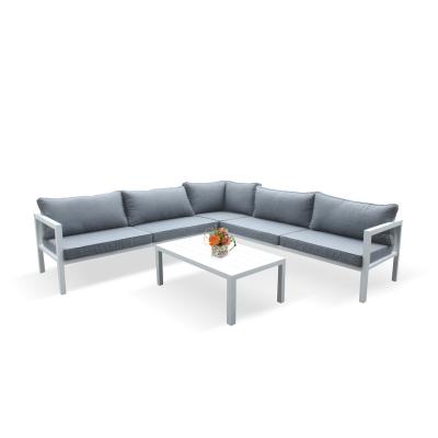 China Modern Design Full Aluminum Sectionals Sofa Set Luxury Garden Outdoor Aluminum Sofas Corner Sofa For Contract for sale