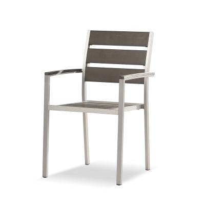 China Textileen Fabric Garden Chair Aluminum Brushed Plastic Wood Dining Chair for sale