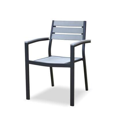 China Plastic Wood UV Resistant Plastic Wood Dining Chair Aluminum Frame Garden Chair for sale