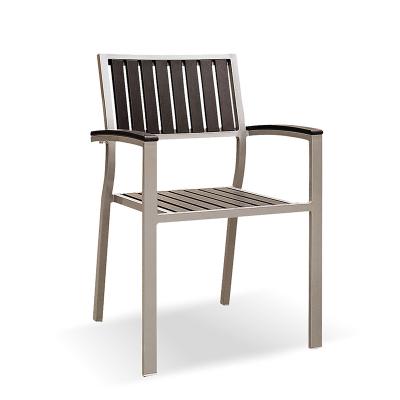 China Plastic Wood PS Chair Armchair Wooden Outdoor Dining Stacking for sale